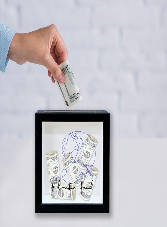 صندوق تذكاري أسود بإطار أسود، صندوق شهر العسل بفتحة، صندوق تذكاري للسفر بتصميم الكرة الأرضية، هدايا صندوق أرشيف المغامرات، صندوق توفير نقود خشبي مزخرف، هدايا زفاف للعروسين -02 - Image 4